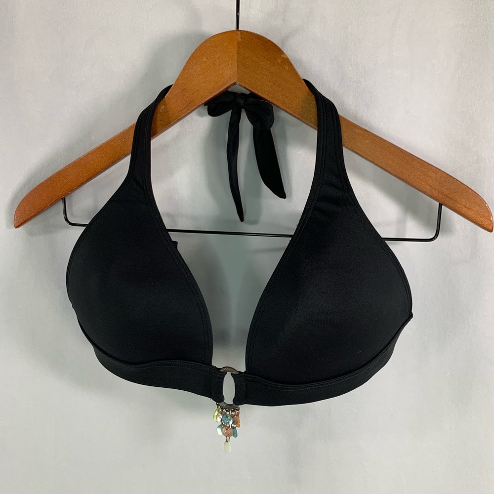 Haulter Swim Bikini Top Tie Closure Shell Accents Victoria Secret Vintage Size S